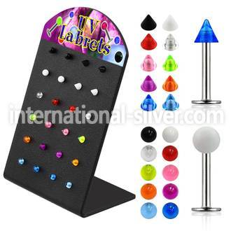 brlbuv3 labrets lip rings surgical steel 316l with acrylic parts labrets chin