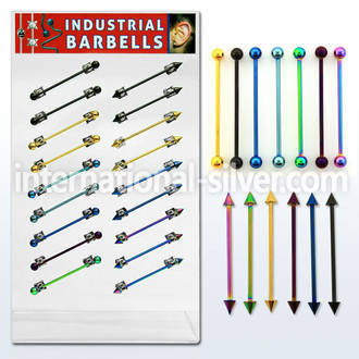 dind1 straight barbells anodized surgical steel 316l 