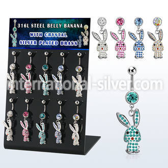 dmix17b display w steel belly banana w dangling crystal rabbit 