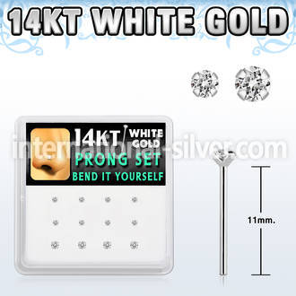 dwys11 box w 14kt white gold bend it nose stud w 1.5 2mm cz