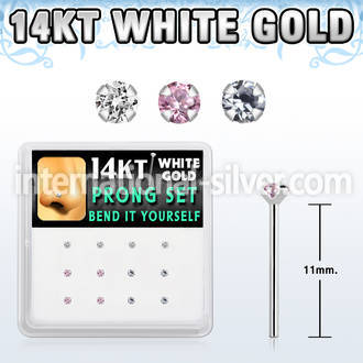 dwys7 box w 14kt white gold bend it nose studs w 1.5mm czs