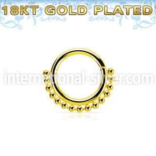 gpspv16 18k gold plated silver seamless septum ring,16g w beads