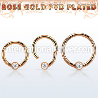 hbcrcr16 rose gold steel hinged ball closure ring w crystal