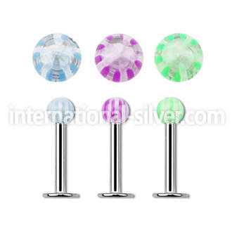 lbdxw steel labret w a 3mm acrylic ball w star pattern