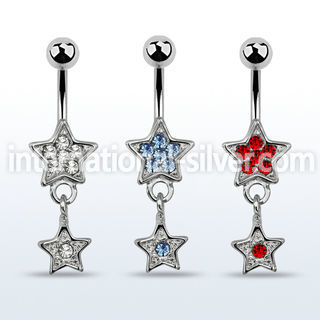 mcd367 316l steel belly banana w crystal star dangling star