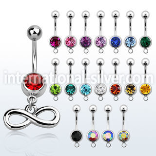 mcd618 316 steel belly banana w a dangling infinity symbol