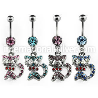 mcdct4 316l steel banan with jewel ball crystal cat