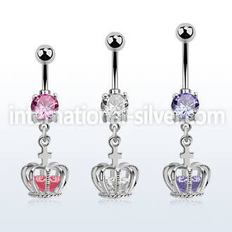 mcdz590 steel belly banana w cz dangling crown w cz