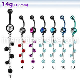 mdkdpr7 belly rings anodized surgical steel 316l belly button