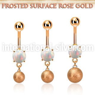mrofott rose gold steel belly banana w opal a 8mm frosted ball