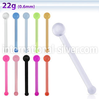 nbrta acrylic nose bone retainer, 20g w 1.5mm ball shaped tops