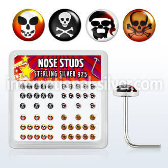 nslgx2 l shape nose studs silver 925 nose