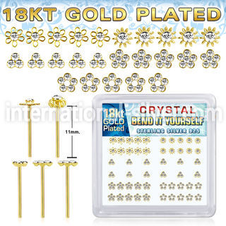 nybxm7cg 18k gold silver bend it to fit nosestuds 22g flower