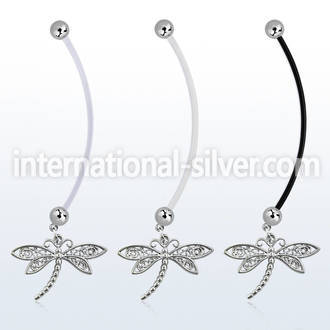 pnd566 pregnancy belly ring w dangling dragonfly 