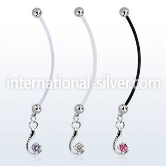 pndz730 pregnancy belly ring w dangling with a single cz