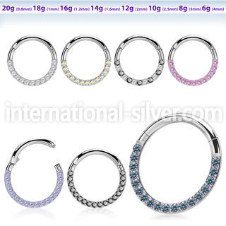sgsh11 surgical steel segment ring cz stones at side