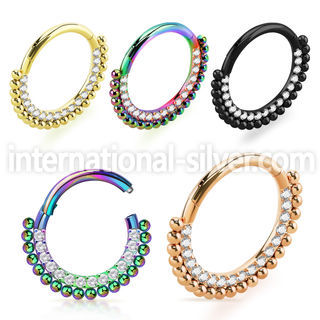 sgtsh18 anodized surgical steel hinged segment hoop cz ball
