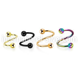 spt20b anodized 316l steel eyebrow spiral, 20g w 3mm balls