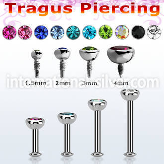 tlbirc steel internally threaded tragus labret jewel flat head