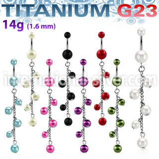ubndpr7 belly rings titanium g23 with acrylic parts belly button