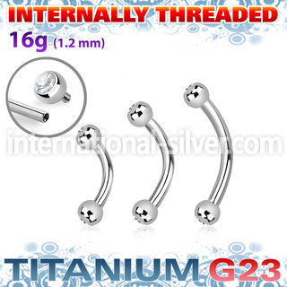 ubnejb25i titanium curvedbarbell pressfit gem balls internal