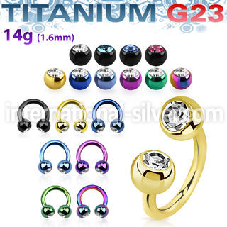 utcbjb5 anodized titanium g23 circular barbell 5mm jewel balls