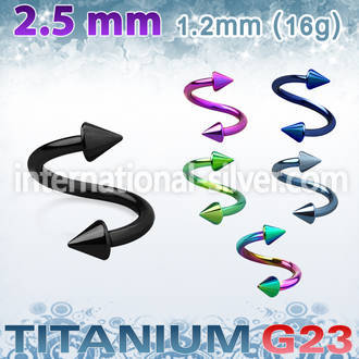 utspen25 spirals twisters anodized titanium g23 implant grade eyebrow