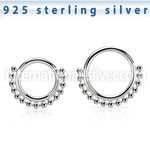 agspv18 silver seamless septum ring 18g small beads