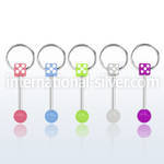 bbgldisl straight barbells surgical steel 316l with acrylic parts tongue