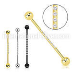 bbindz pvd plating titanium 14g industrial barbell cz