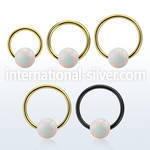 bcrt16o6 pvd plated 316l steel bcr 16g w 6mm synthetic opal ball