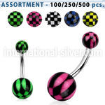 blk336 belly rings surgical steel 316l with acrylic parts belly button