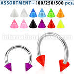 blk351 horseshoes surgical steel 316l with acrylic parts belly button