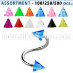 blk353 spirals twisters surgical steel 316l with acrylic parts eyebrow