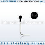 blk460 l shape nose studs silver 925 nose