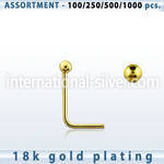 blk461 l shape nose studs silver 925 nose