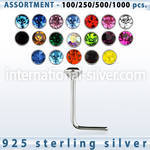 blk465 l shape nose studs silver 925 nose