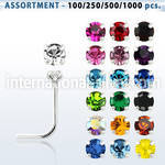 blk495 l shape nose studs silver 925 nose