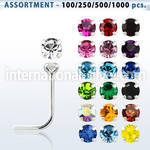blk498 l shape nose studs silver 925 nose