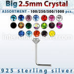 blk535 l shape nose studs silver 925 nose