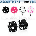blk682 acrylic cheater plugs stars 6mm 10mm colors 100pcs