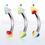 bnebdn 316l steel eyebrow banana with 3mm acrylic bead cone