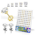breszr4 gold pvd plating over steel ear studs 2mm 6mm cz 36