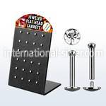 brlbfc 316l steel internal threading labret w flat crystal top