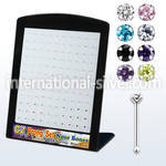 brnbzm2 display w 925 silver nose bones, 22g w 1.5mm color czs