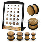 brpg219 teak wood ear plugs double rubber o rings 24pcs