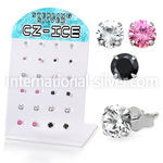 brsczs2 silver ear studs 2mm to 4mm mixed colors cz 12