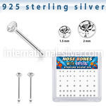 bxnbmc8 silver nose bones 22g clear gems 52