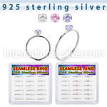 bxnhmx3 silver seamless nose ring hoop 22g color cz 18