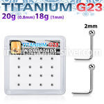 bxunl4 titanium l shaped nose studs 20g 18g 2mm ball 16pcs